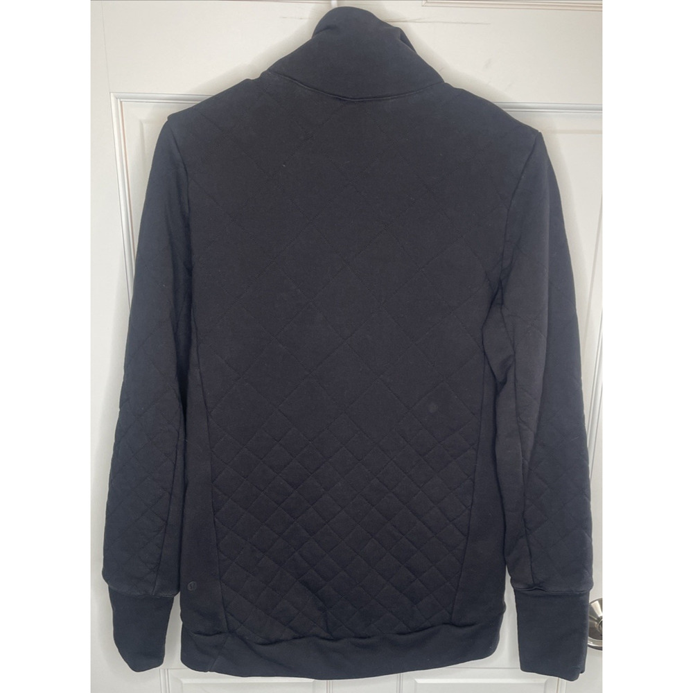Lululemon Women's Forever Warm Black Quilted 1/4 Zip Pullover Sz 6 Outdoors Cozy - Picture 13 of 16